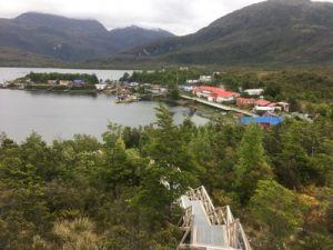 view of puerto eden in chile from a hill