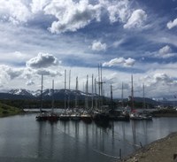 yachts at anchor in the southern channels of patagonia