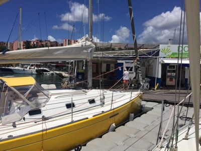 Yacht at the fuel dock at Fort-de-France, Martinique