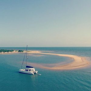 Catamaran at anchor in the Bazaruto Archipelago